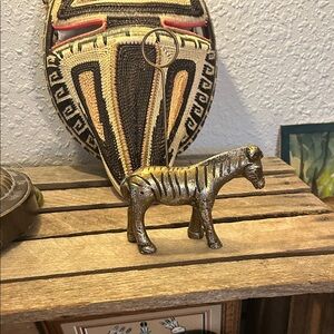 Metallic Zebra Figurine Office Card Holder